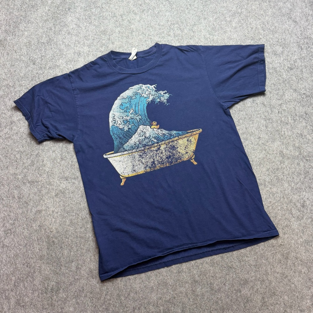 Rubber Duck Bathtub Surfing The Great Wave off Kanagawa Vintage Shirt Medium